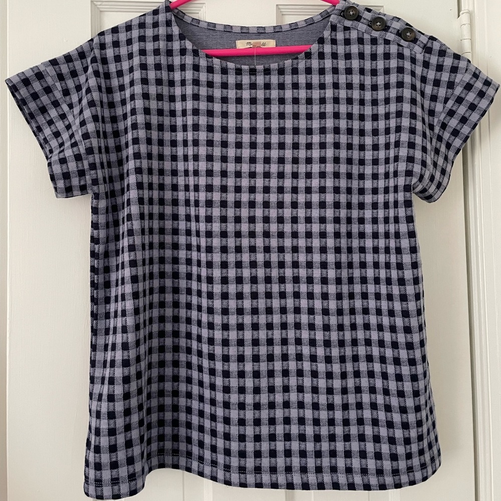 Madewell knit gingham top, size small